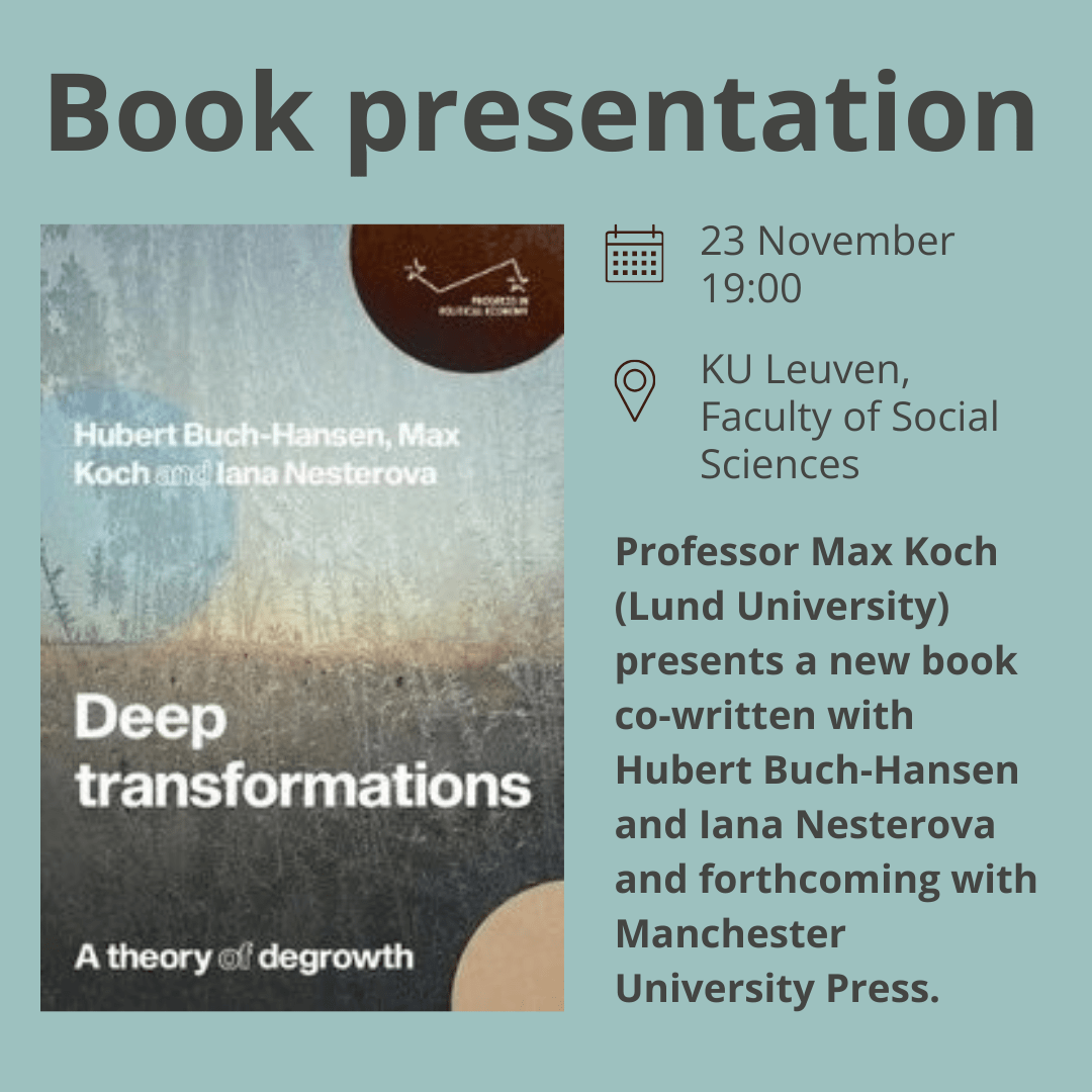 Lees meer over het artikel Book presentation ‘Deep transformations: A theory of degrowth’ – Max Koch